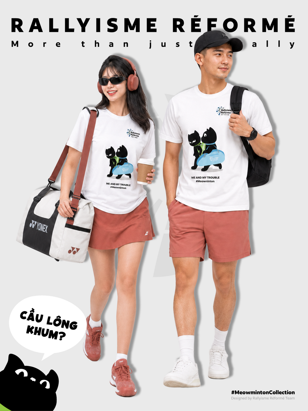 Áo Cầu Lông Unisex Meowminton– Double Trouble– Performance Fabric Thoáng Khí Nhanh Khô Nhẹ Mát